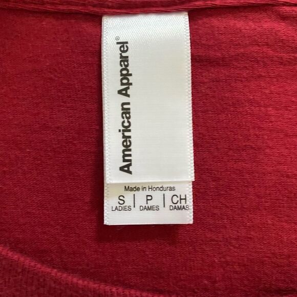 American Apparel Cotton Crew Neck Tee Shirt Cranberry Red Adult Unisex Small - Picture 5 of 6